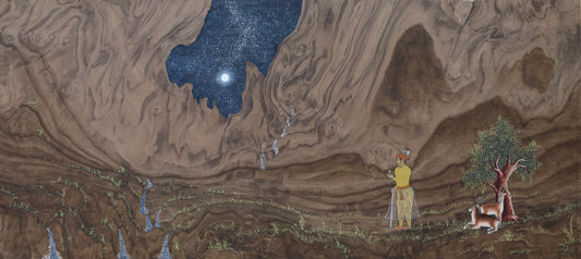 "The Lost Landscape - I", Figurative Painting by Safwan Bashir, Watercolour on Wood Veneer, 40.5 x 18 inches