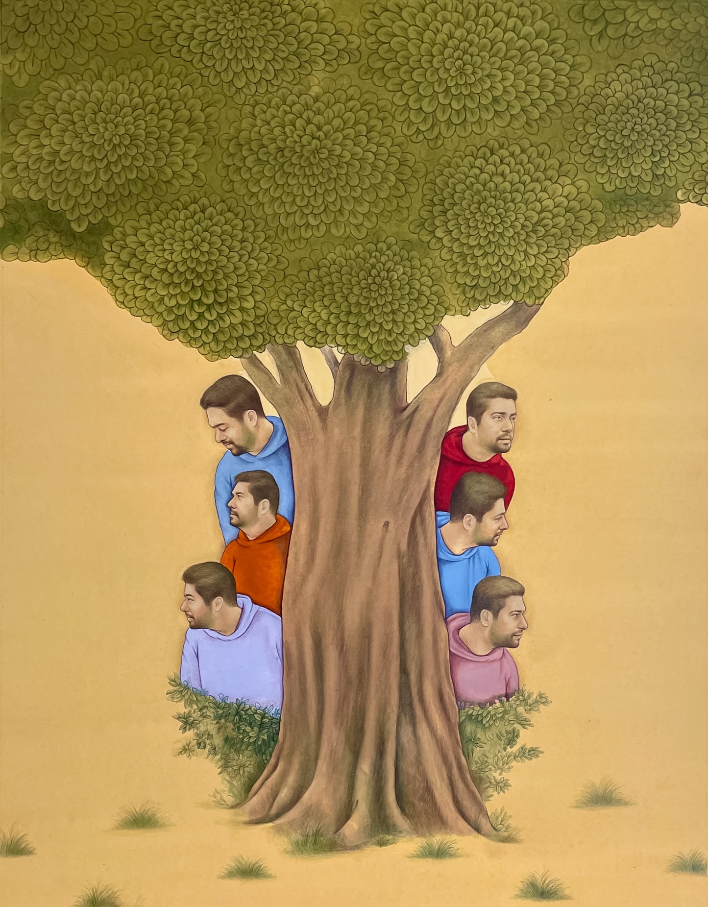 All That I am, Figurative Painting by Usama Ishaq, Gouache on Wasli, 12 x 15.5 inches