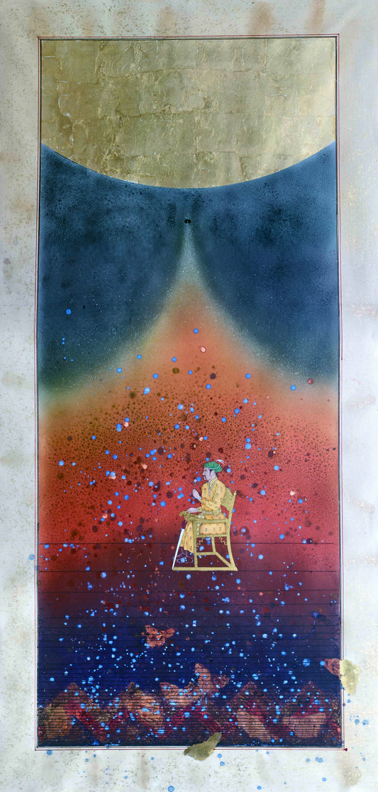 Something From Nothing Because of Something, Painting by Safwan Bashir,Watercolor on Paper, 32 x 67 Inches