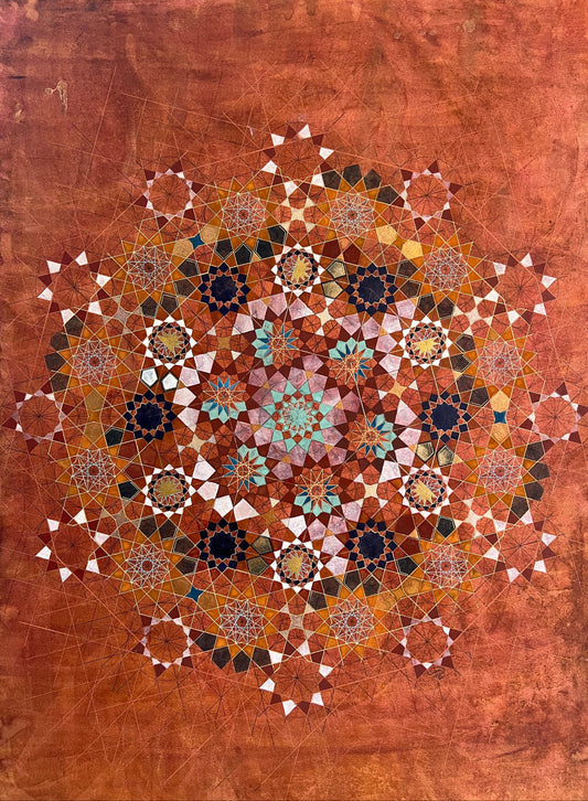 Gul e kohsaar II, Painting by Hina Muhammad, Natural Mineral Pigments & Gold-Gauche Archival Paper, 19 x 26 inches