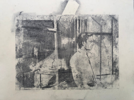 Sunlight on the Kitchen Plates, Figurative Painting by Hijab Rizwan, Charcoal on Canvas, 11 x 9 inches