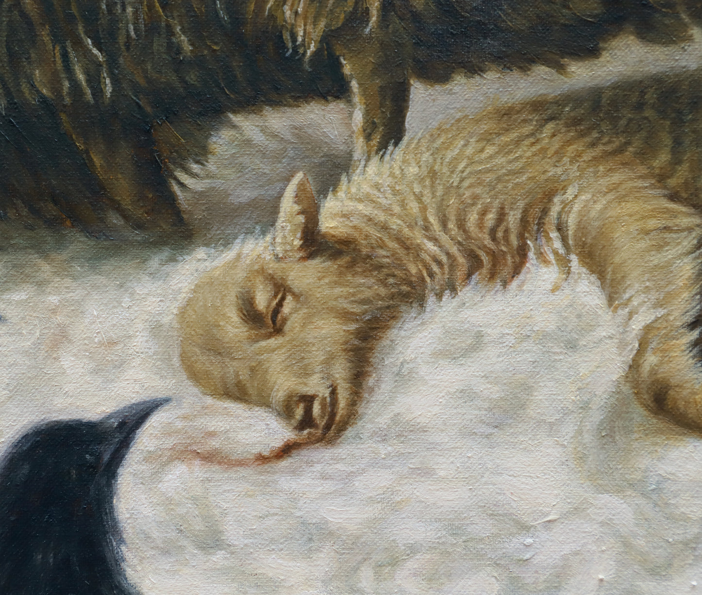 When the World Turned Cold (Diptych), Painting by Kiran Saleem, Oil & Acrylic on Canvas, 24 x 24 Inches, 12 x 8 Inches