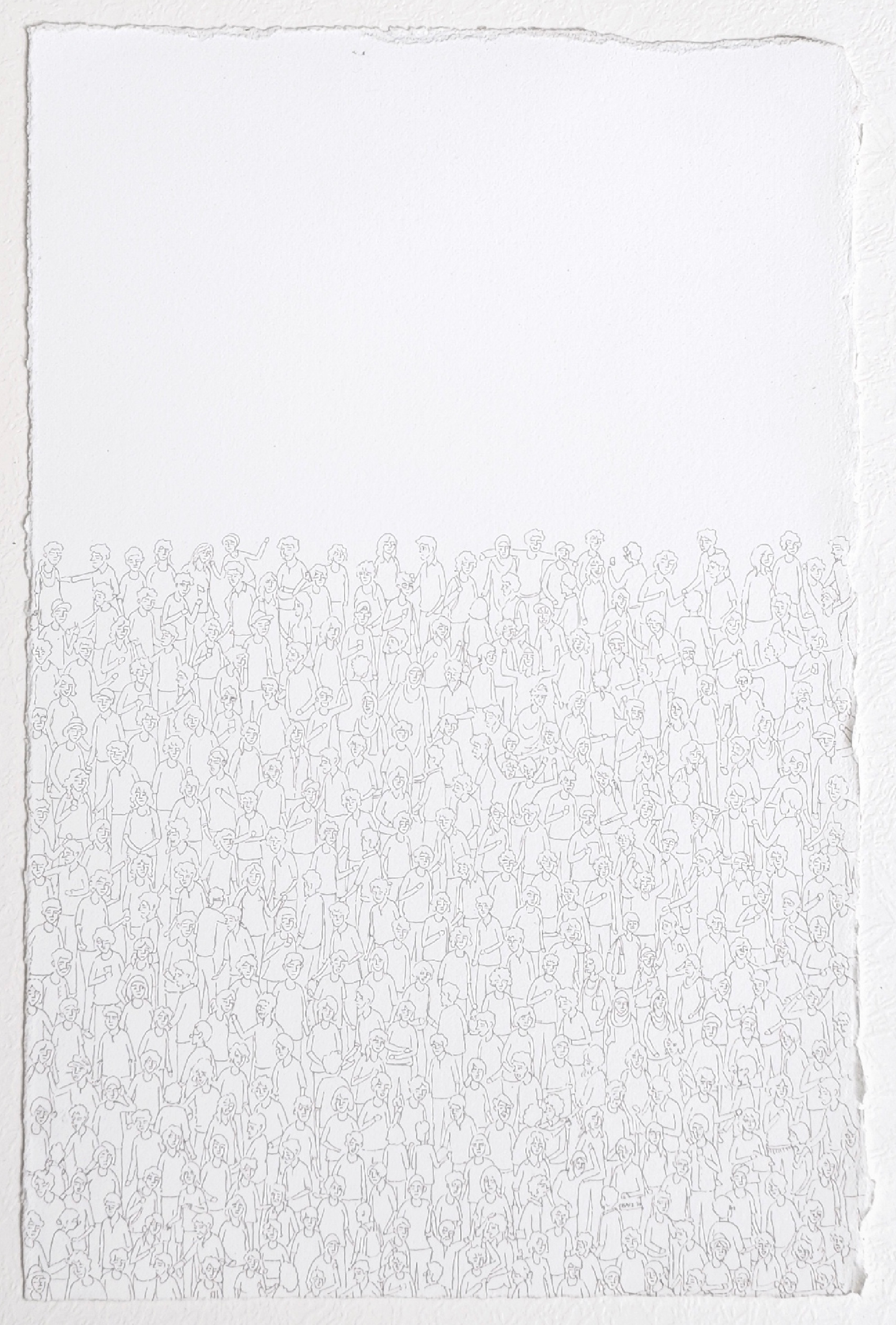 Majma, Figurative Drawing by Onaiz Taji, Ink on Arches Paper, 6.5 x 10 Inches