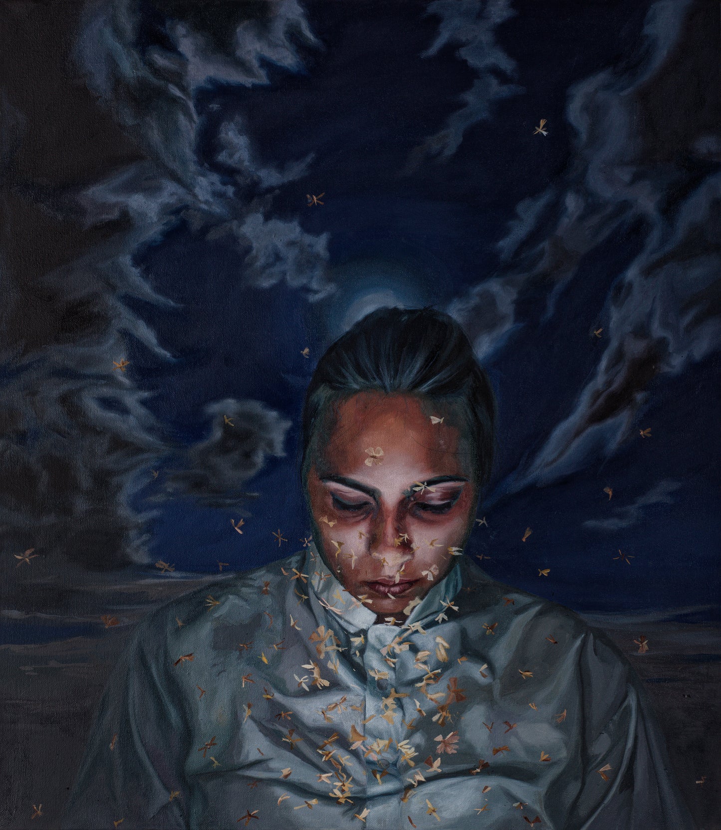 Khud-Soz , Figurative Painting by Quratulain Dar, Oil on Canvas, 21 x 24 inches