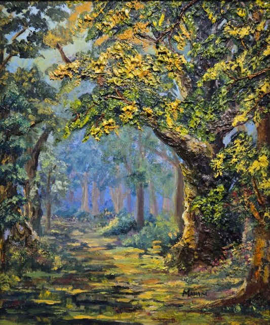 Untitled-ll, Landscape Painting by Maham Mahboob Alam, Oil on Canvas, 19.5 x 23.5 inches