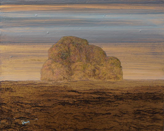 Meet Me Here II, Landscape Painting by Ahsan Jamal, Acrylic on Waste Surface, 20 x 16 inches