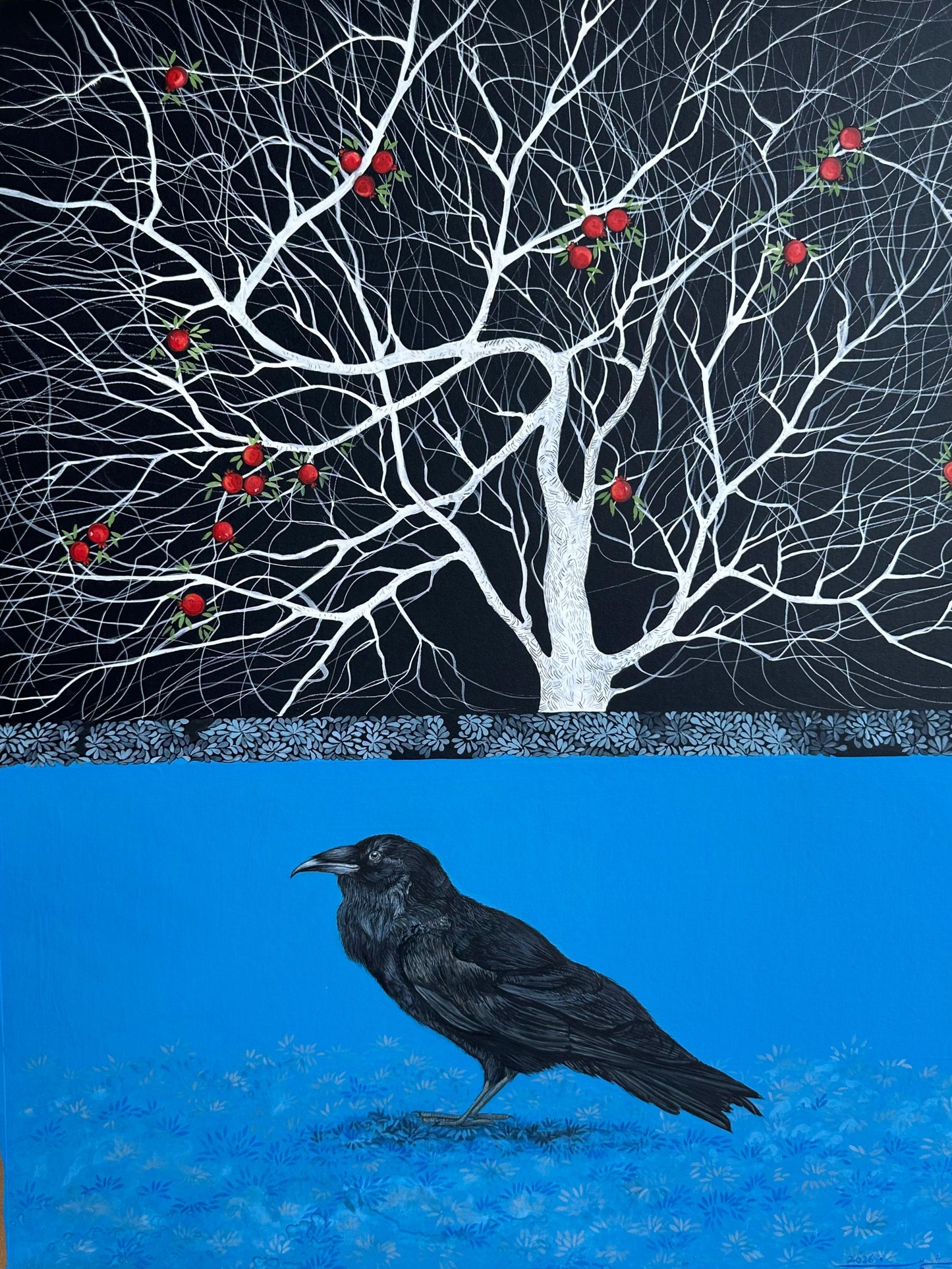 Liminal, Landscape Painting by Samreen Asghar, Herbal & Opaque Watercolors on Wasli, 21 x 27 Inches