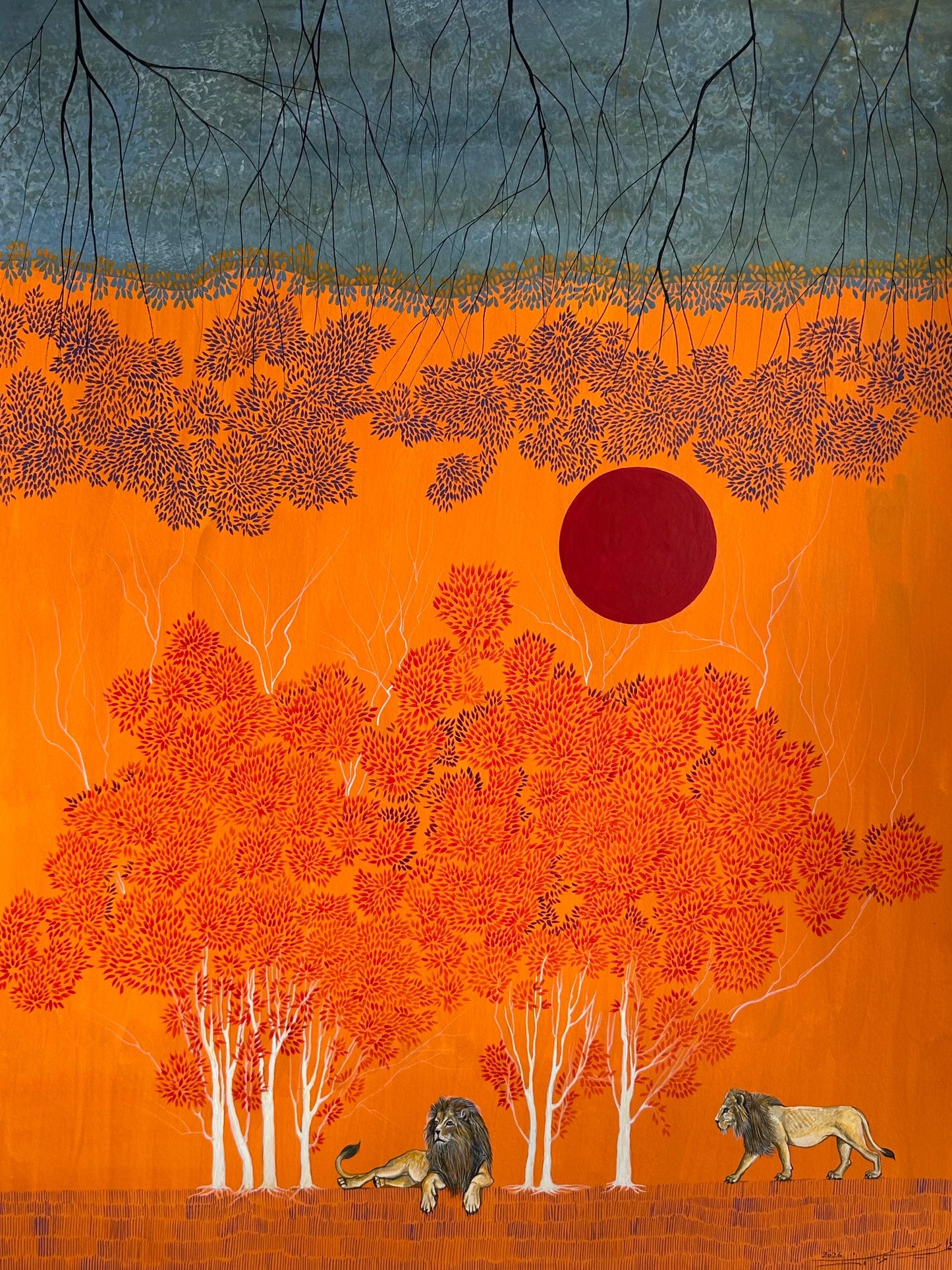 Oracle, Landscape Painting by Samreen Asghar, Herbal & Opaque Watercolors on Wasli, 21 x 27 Inches