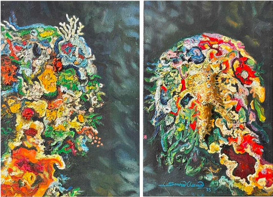Untitled, Figurative Painting by Samra Cheema, Oil & Fiber on Canvas, 23.6 × 17.8 inches