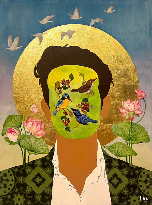 The Sky Within My Skin, Painting by Fardeen Burhan Khan, Mixed Media on Canvas, 48 x 36 inches