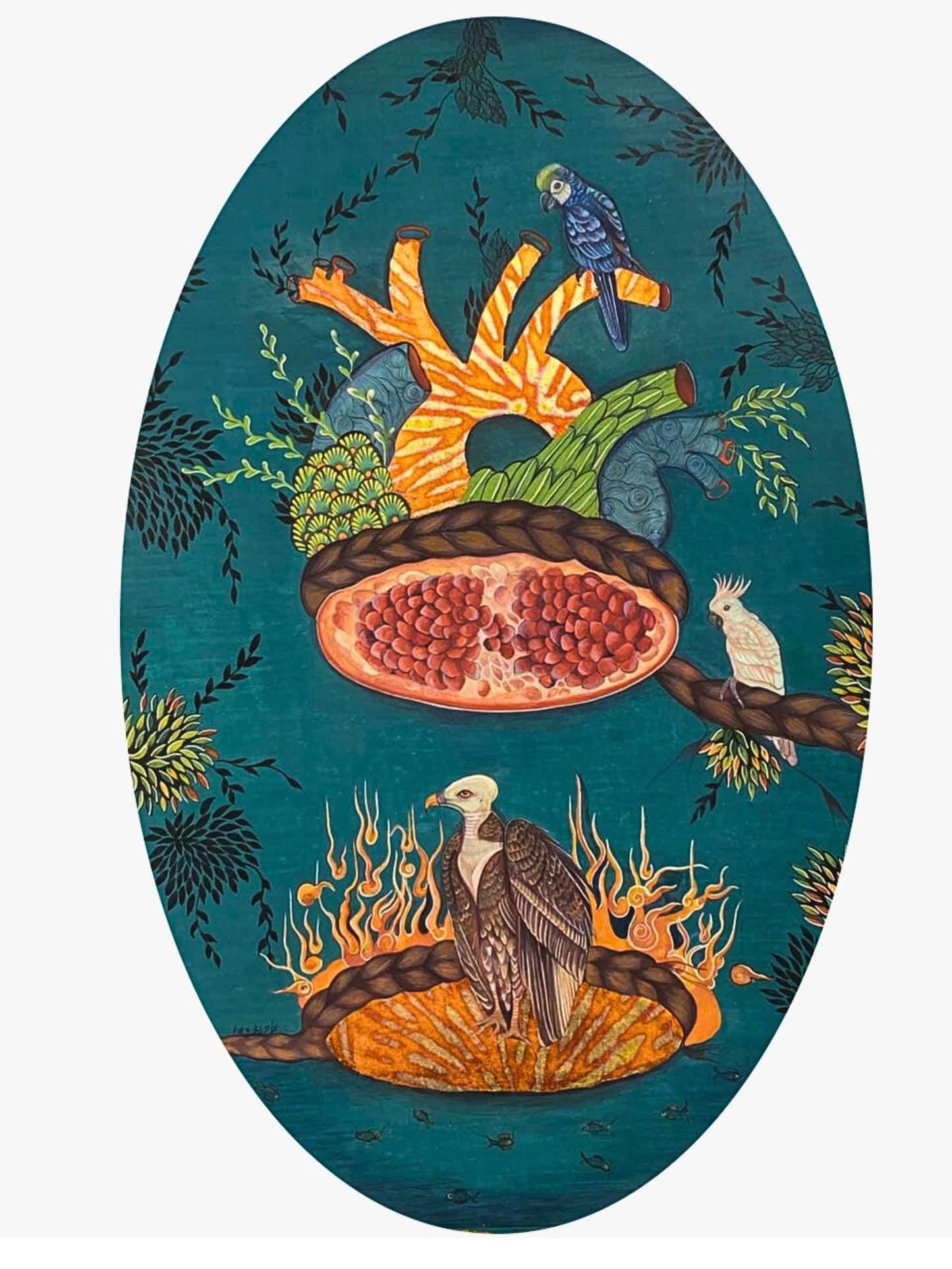 The Anatomy of Home, Painting by Hifza Khan, Gouache on Acid Free Wasli & Variegated Gold Leaf, 14 x 20 Inches