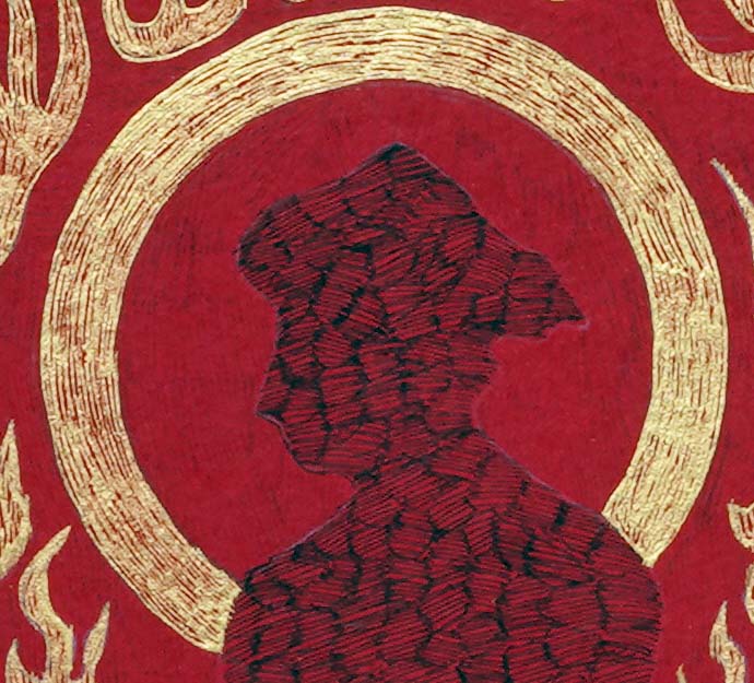 The Furnace of Faith, Figurative Artwork by Ali Gillani, Gold, Archival Inks, & Gouache on Wasli, 26 x 20 Inches