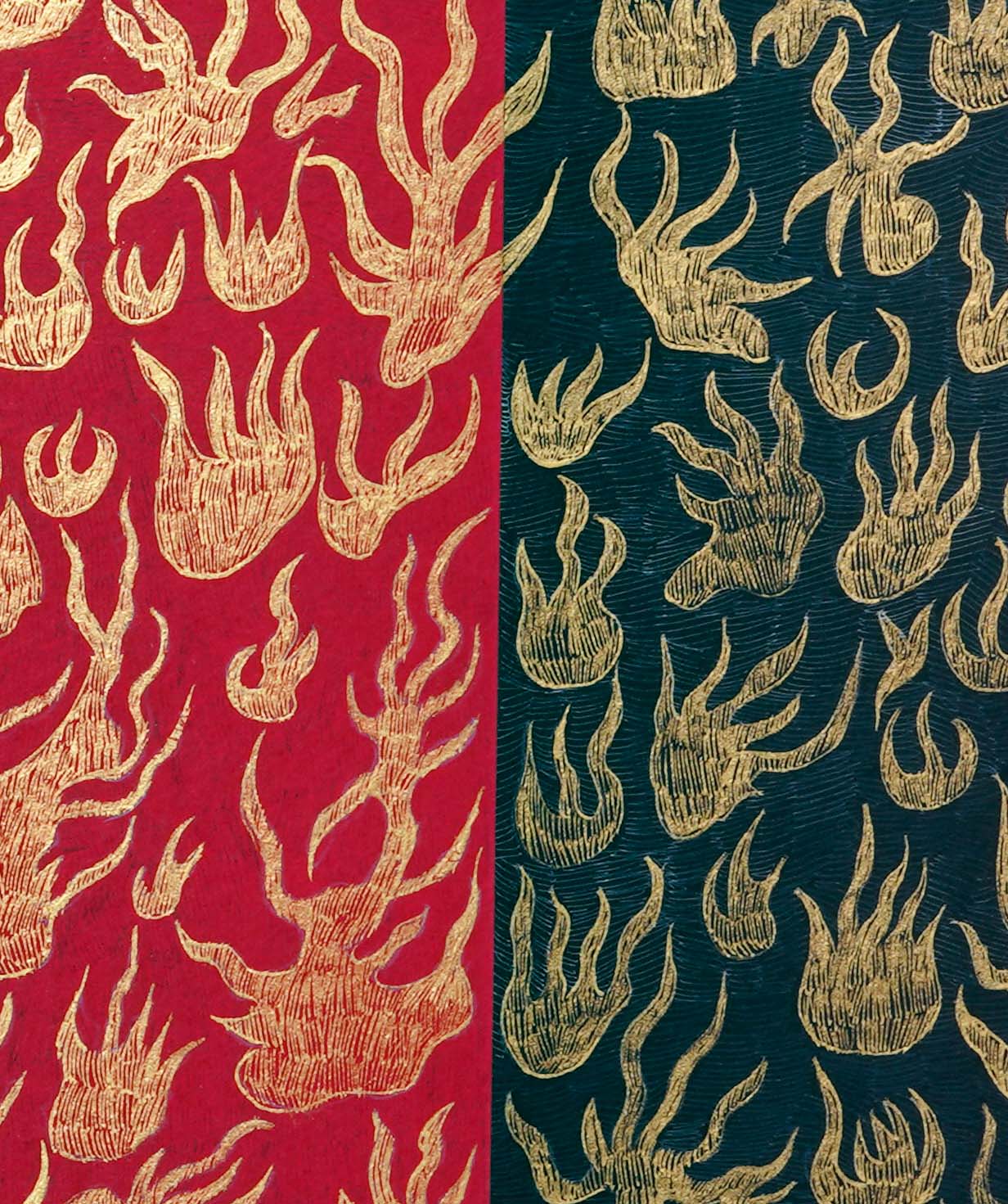 The Furnace of Faith, Figurative Artwork by Ali Gillani, Gold, Archival Inks, & Gouache on Wasli, 26 x 20 Inches