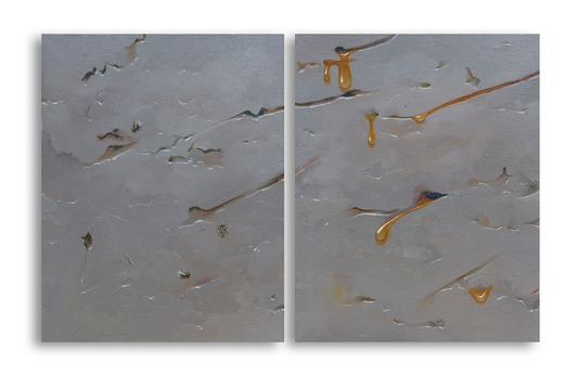 The Irony (Diptych), Painting by Sundeep Kumar, Oil on Canvas, 24 x 16 inches