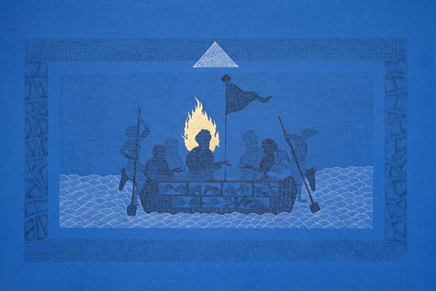 The Vessel of Salvation, Figurative Artwork by Ali Gillani, Gold, Archival Inks, & Gouache on Wasli, 21 x 11 Inches