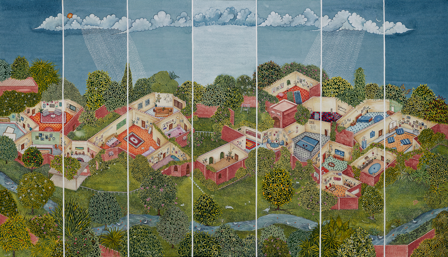 The Microcosm, Miniature Painting by Aaila Zahra, Gouache on Paper, 54.6 x 33.5 inches