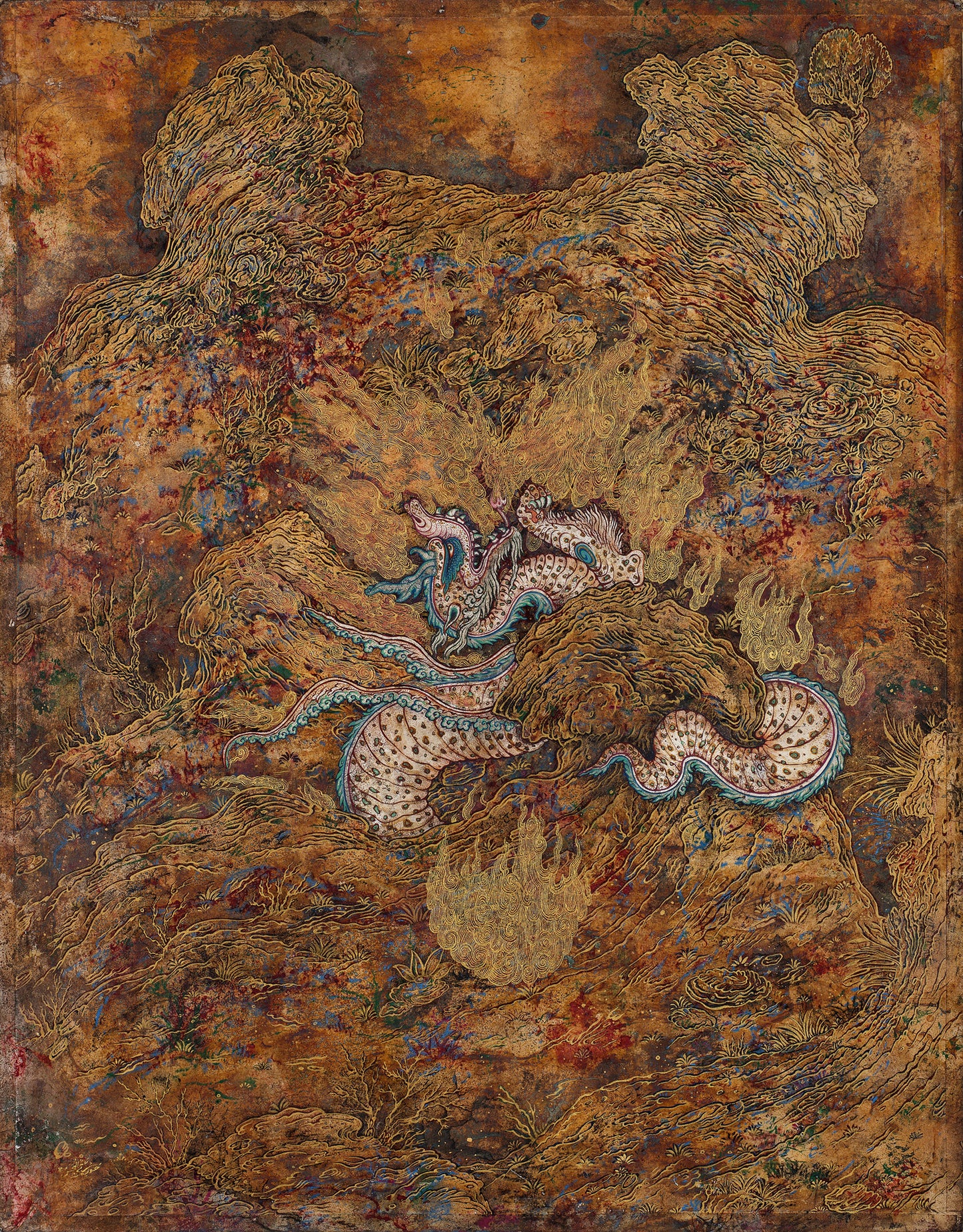Veil of Colors, Painting by Hooria Khan, Gouache, Gold Ink & Oxidised Silver Leaf on Wasli, 21 x 26 inches