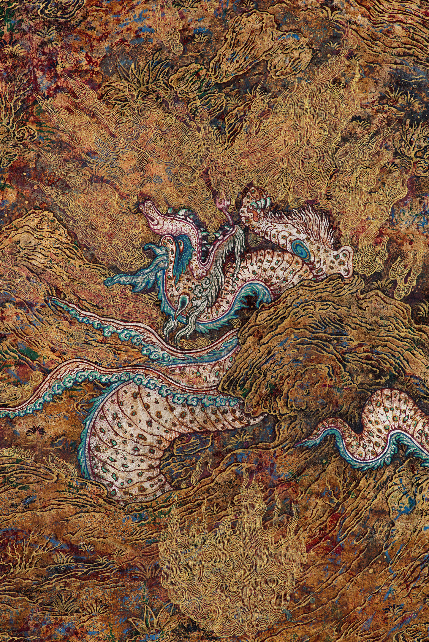 Veil of Colors, Painting by Hooria Khan, Gouache, Gold Ink & Oxidised Silver Leaf on Wasli, 21 x 26 inches