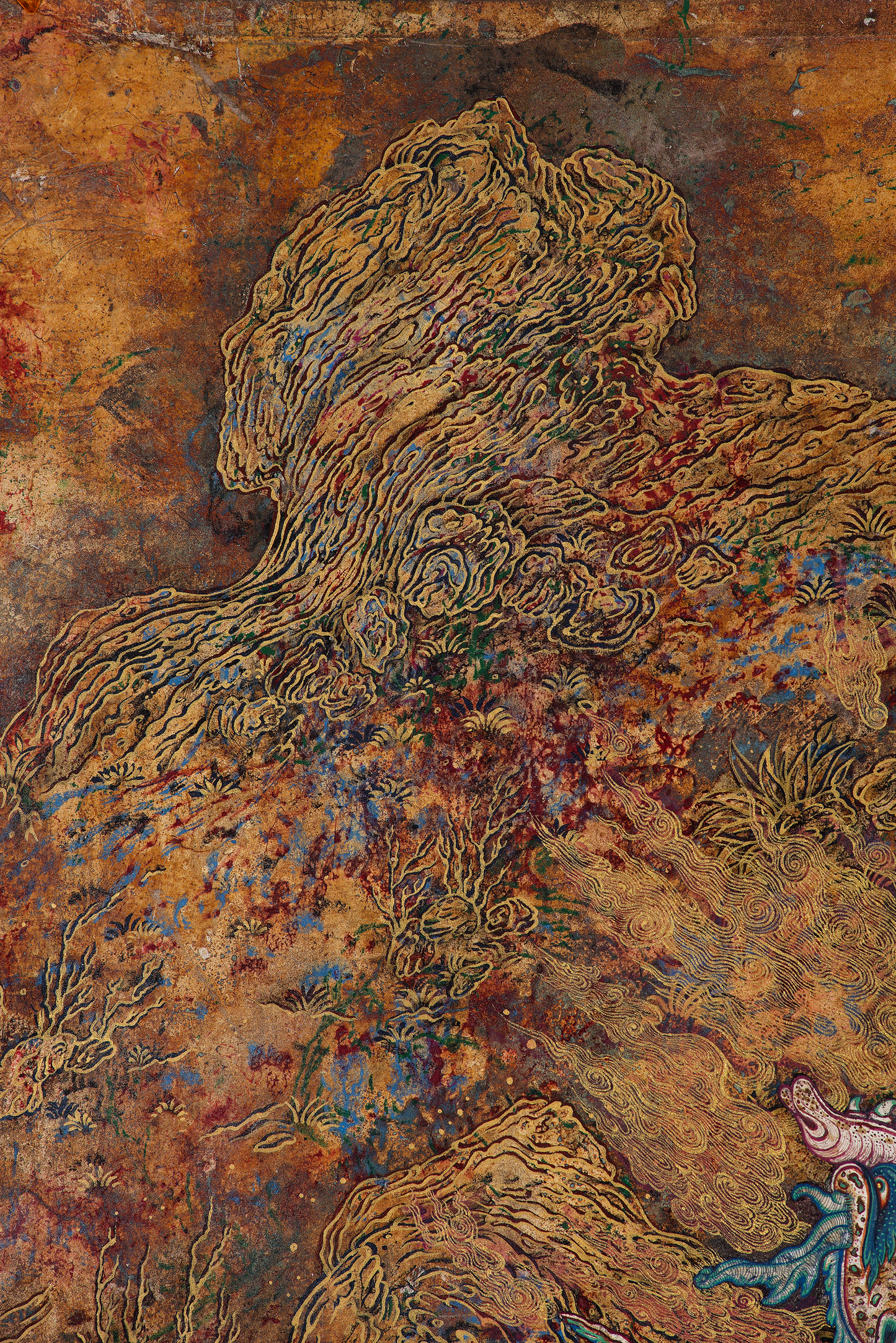 Veil of Colors, Painting by Hooria Khan, Gouache, Gold Ink & Oxidised Silver Leaf on Wasli, 21 x 26 inches