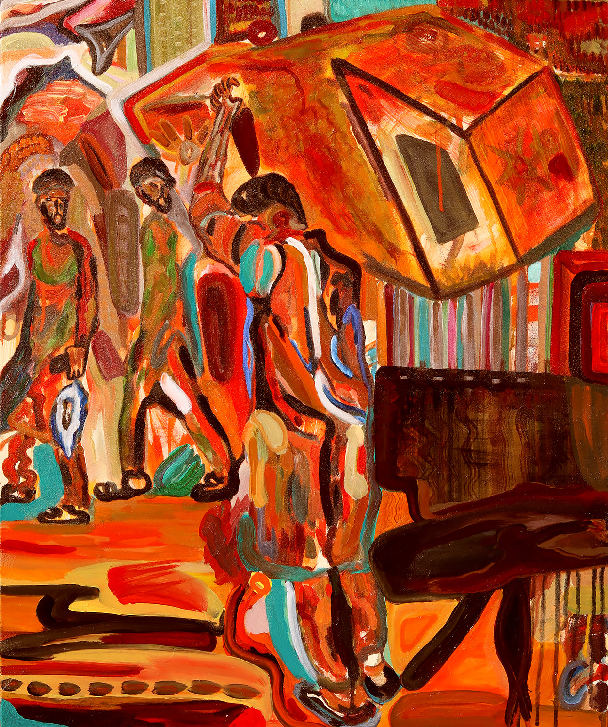 Weight of War, Abstract Painting by Waseem Abas, Acrylic on Canvas, 24 x 29 inches