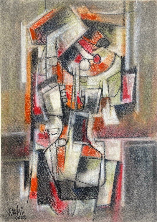 (PRICE ON REQUEST) Untitled, Figurative Painting by Mansoor Rahi - 2002, Oil on Card, 10 x 13 inches