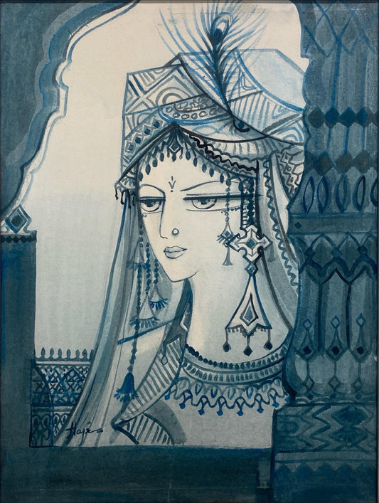 Untitled, Portrait  Painting by Hajra Mansoor, Acrylic on Canvas, 17 x 21 inches