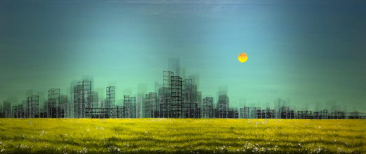Untitled, Cityscape Painting by Safwan Bashir, Oil on Canvas, 70 x 30 inches