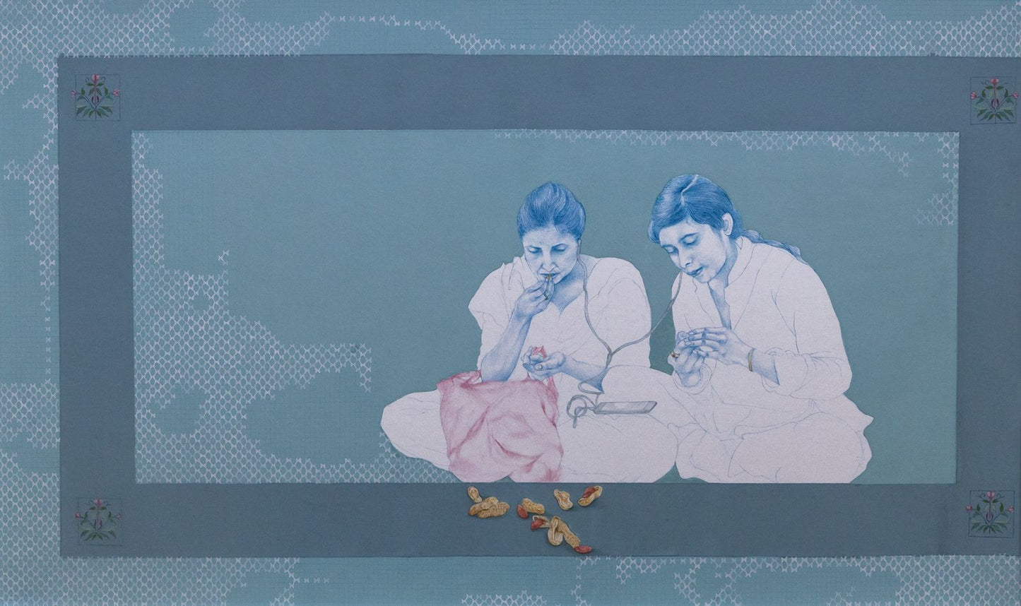 Untitled, Figurative Painting by Bakhtawar Naqvi, Gouache & Watercolour on Wasli, 21 x 12.5 inches