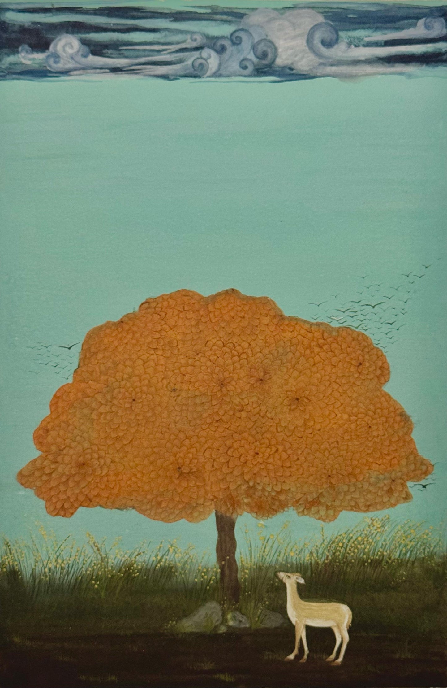 In Between, Landscape Painting by Maheen Elahi, Gouache on Wasli, 6 x 9 inches