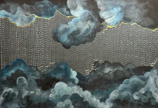 Letting Go, Abstract Painting by Maheen Elahi, Gouache on Wasli, 8 x 5.5 inches