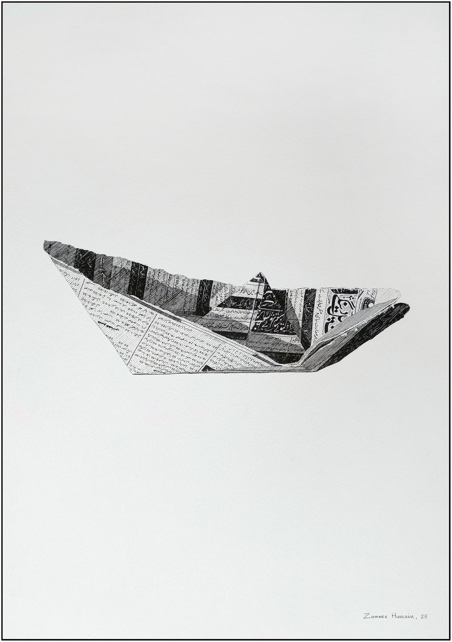 Untitled, Still Life Drawing by Zameer Hussain, Pen on Paper, 14 x 20 inches