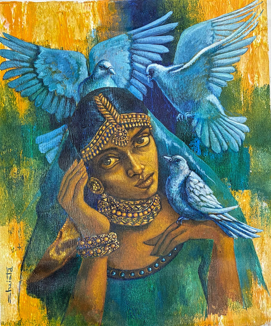 Untitled, Figurative Painting by Shaista Momin, Acrylic on Canvas, 20 x 24 inches