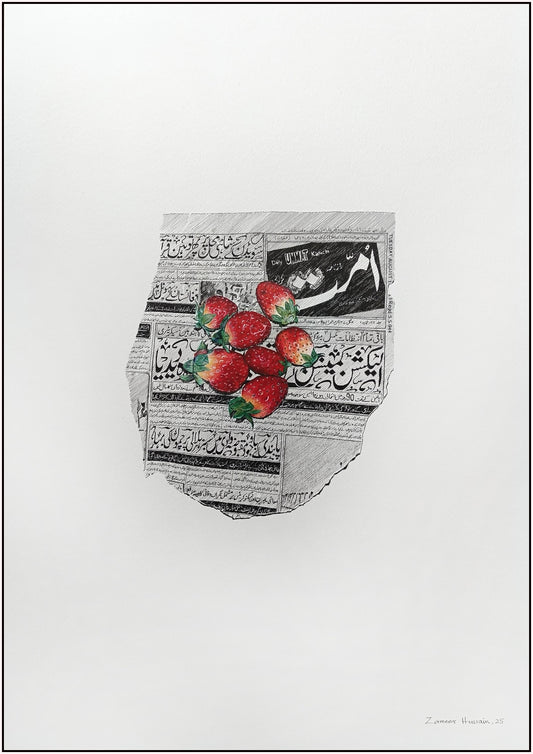 Untitled, Still Life Drawing by Zameer Hussain, Pen on Paper, 14 x 20 inches
