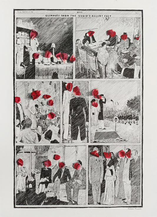 Memory, Identity and Sacrifice, Still Life Drawing by Zameer Hussain, Pen on Paper, 15.5 x 21.5 inches