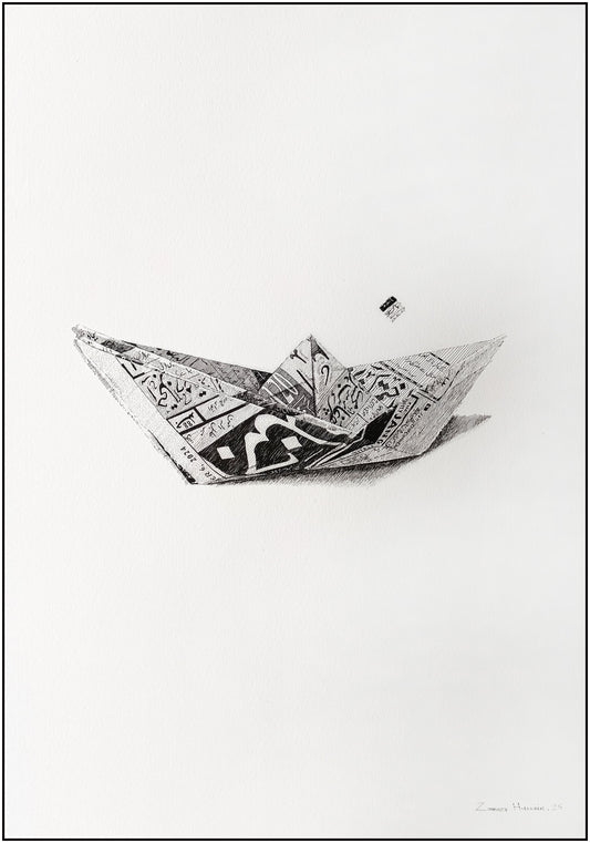 Untitled, Still Life Drawing by Zameer Hussain, Pen on Paper, 14 x 20 inches