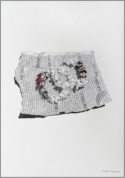 Untitled, Still Life Drawing by Zameer Hussain, Pen on Paper, 14 x 20 inches