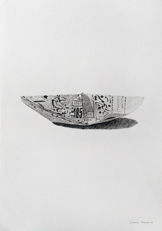 Untitled, Still Life Drawing by Zameer Hussain, Pen on Paper, 14 x 20 inches