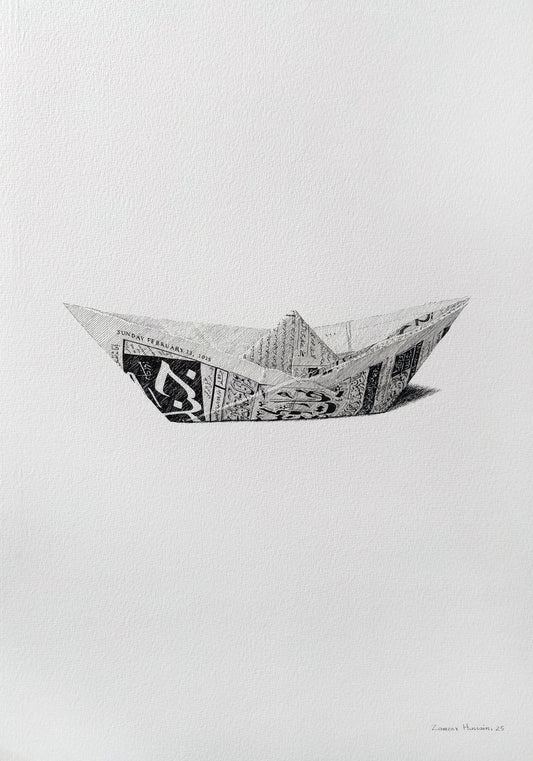 Untitled, Still Life Drawing by Zameer Hussain, Pen on Paper, 14 x 20 inches