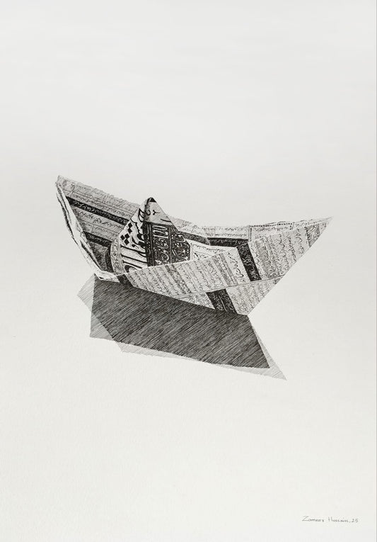 Untitled, Still Life Drawing by Zameer Hussain, Pen on Paper, 14 x 20 inches