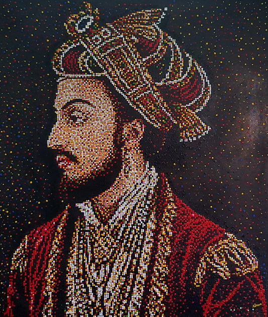 "Modern Mughal", Portrait Painting by Adnan Khan, Oil on Canvas, 34 x 40 inches