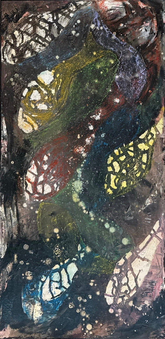 Untitled, Abstract Painting by Arjumand Faisel, Oil on Canvas, 14 x 29 inches