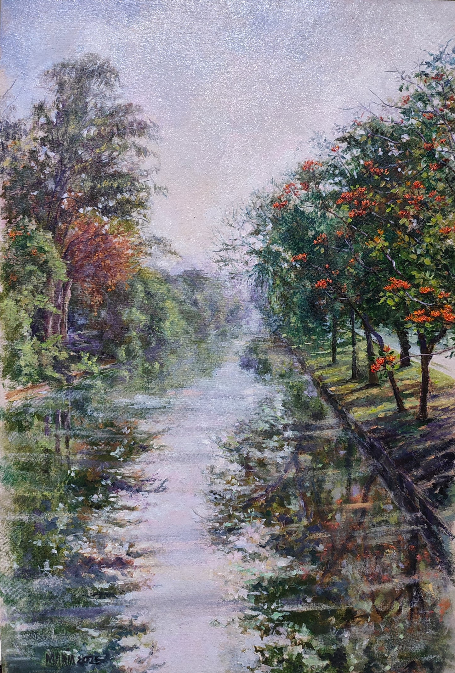 "Hypnotic Awake", Landscape Painting by Maria Danyal, Oil on Canvas, 24 x 36 inches