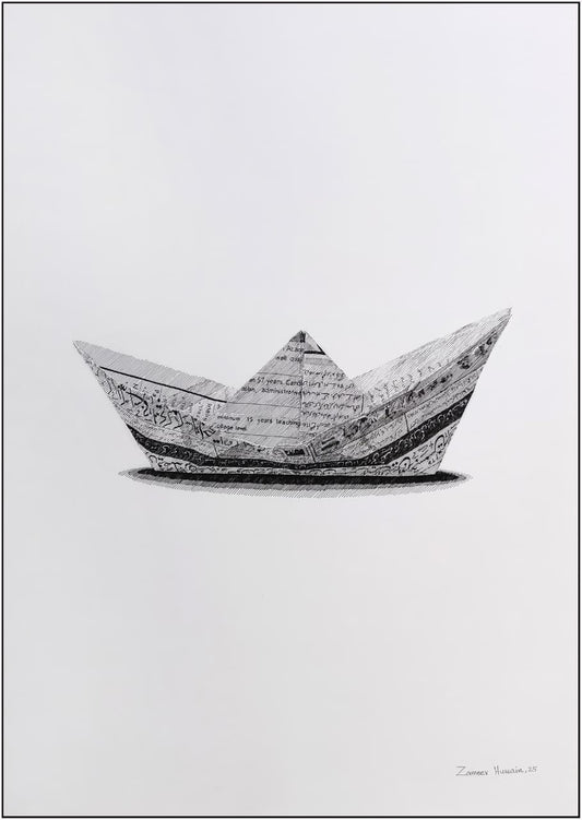 Untitled, Still Life Drawing by Zameer Hussain, Pen on Paper, 14 x 20 inches