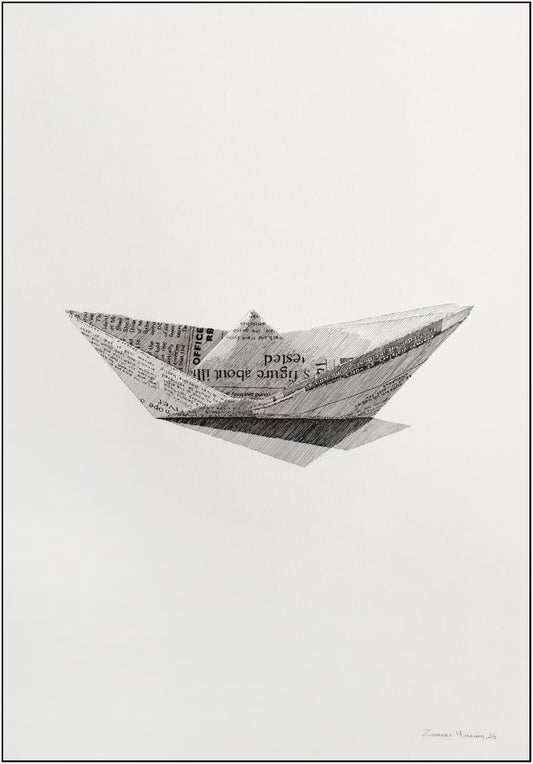 Untitled, Still Life Drawing by Zameer Hussain, Pen on Paper, 14 x 20 inches