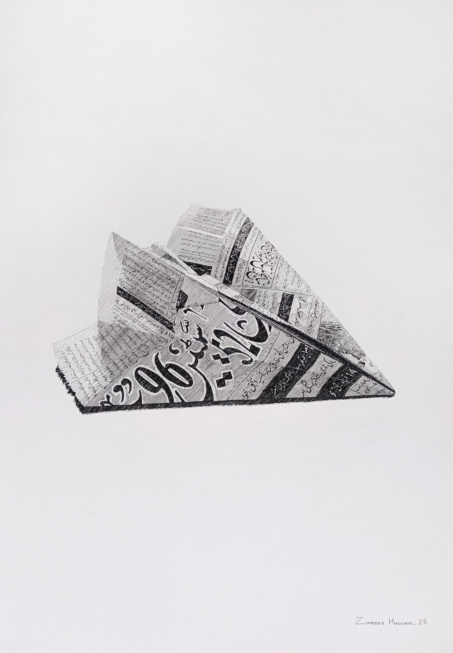 Untitled, Still Life Drawing by Zameer Hussain, Pen on Paper, 14 x 20 inches