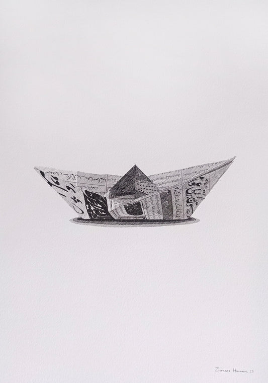 Untitled, Still Life Drawing by Zameer Hussain, Pen on Paper, 14 x 20 inches