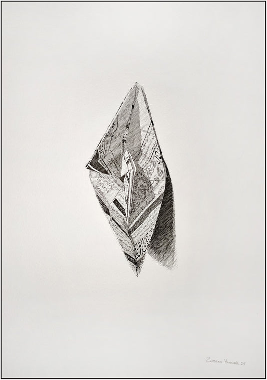 Untitled, Still Life Drawing by Zameer Hussain, Pen on Paper, 14 x 20 inches