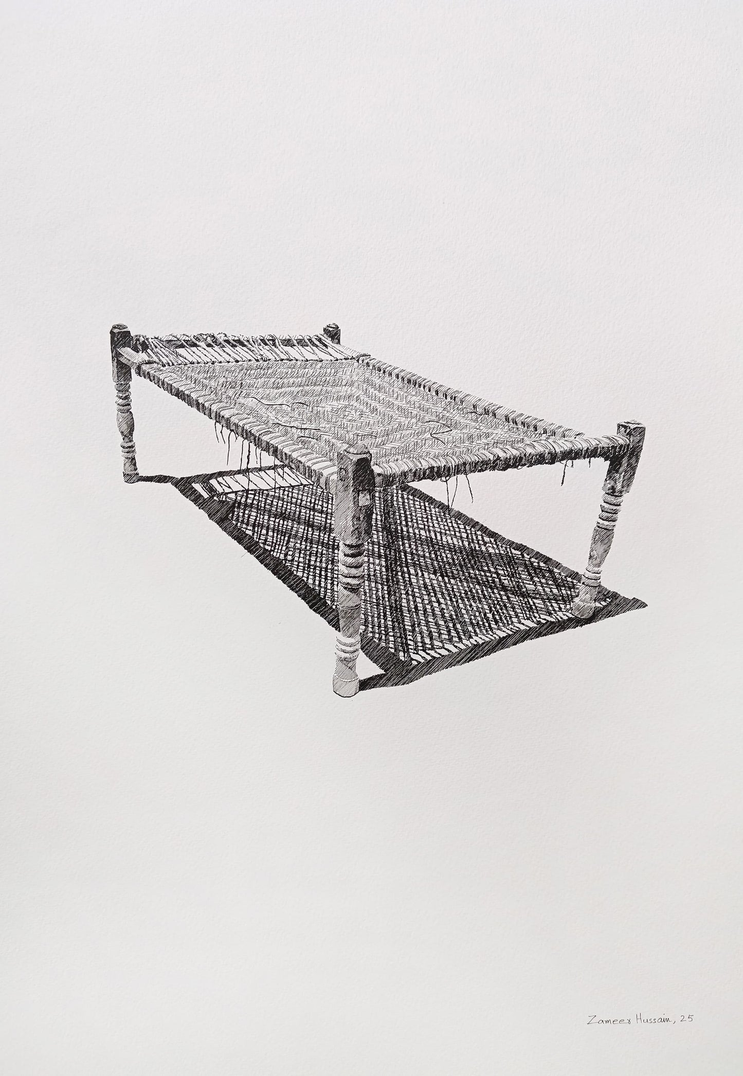 Untitled, Still Life Drawing by Zameer Hussain, Pen on Paper, 14 x 20 inches