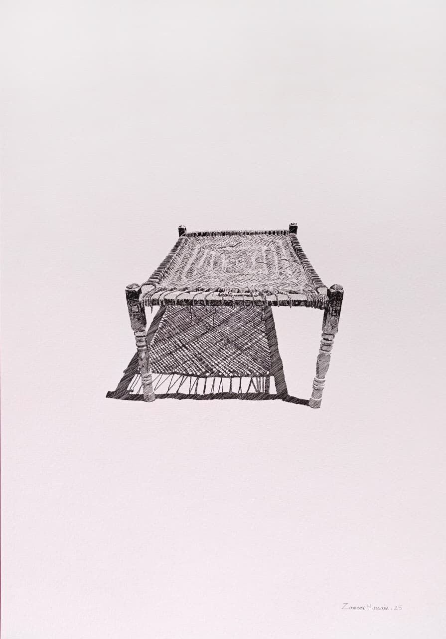 Untitled, Still Life Drawing by Zameer Hussain, Pen on Paper, 14 x 20 inches