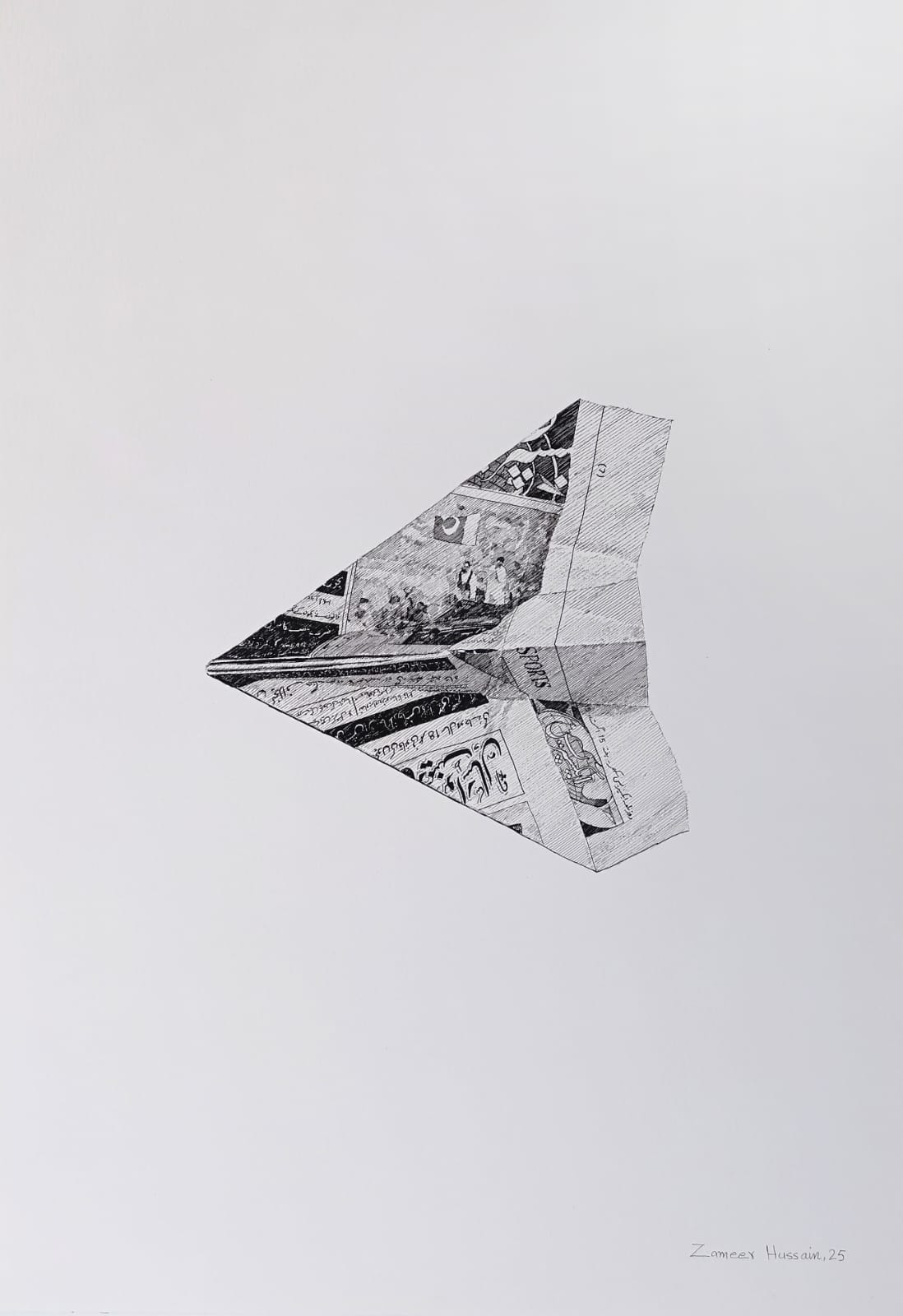 Untitled, Still Life Drawing by Zameer Hussain, Pen on Paper, 14 x 20 inches